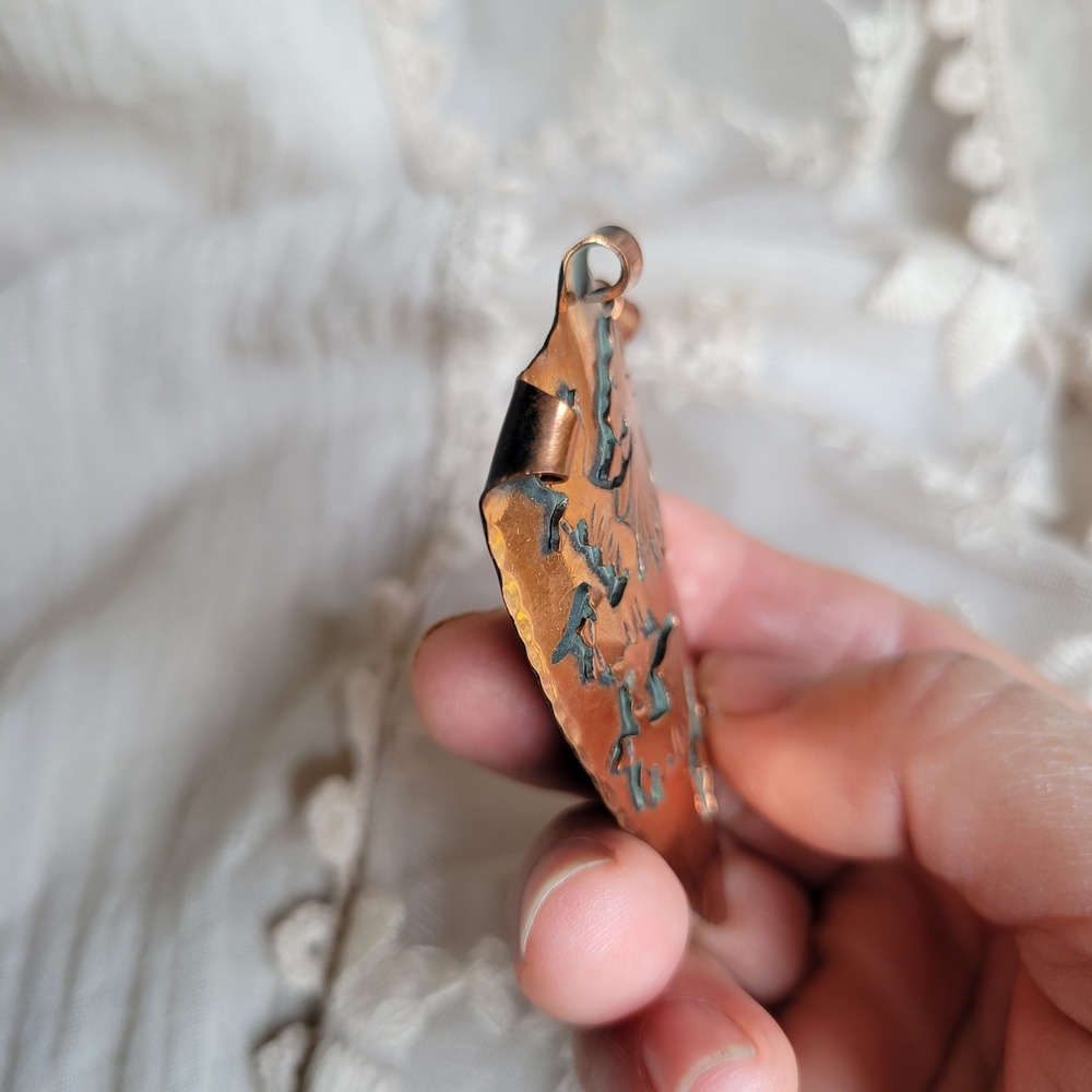 Vintage 1960s Copper Heraldic Lion Rampant Shield Brooch Pendant Ren Faire Lapel - Picture 3 of 8